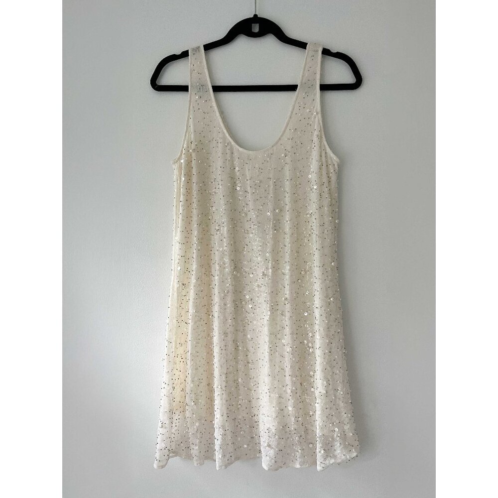 Sleeveless Sequin Midi Dress in Cream